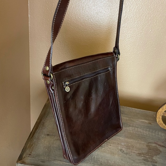 GRUPO GIORGIO 1966 Vera Pelle genuine brown leather crossbody made in Italy - Picture 15 of 16
